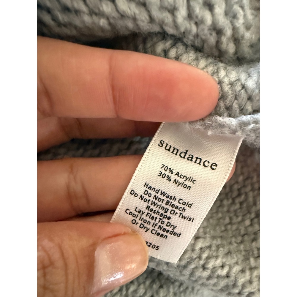 Sundance Gray Navy Blue Heart Intarsia Crewneck Sweater Womens Small - Picture 7 of 8